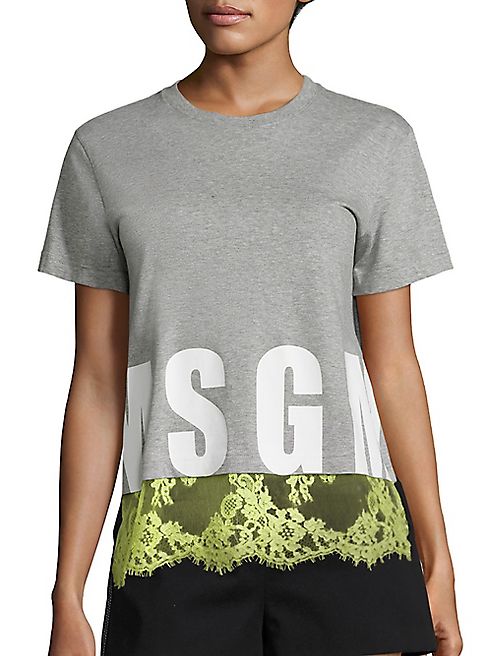 MSGM - Lace Cotton Tee