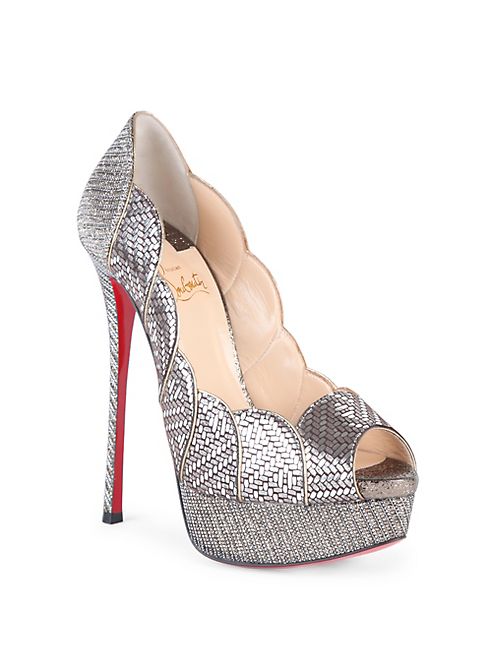 Christian Louboutin - Torsatoe 150 Glitter Peep-Toe Pumps