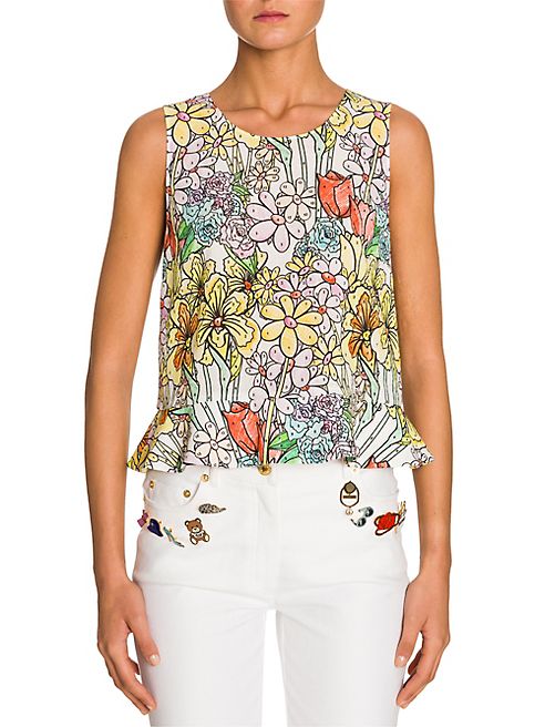 Moschino - Floral-Print Peplum Top