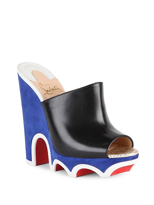 Christian Louboutin - Mulacramp 140 Leather Wedge Mules