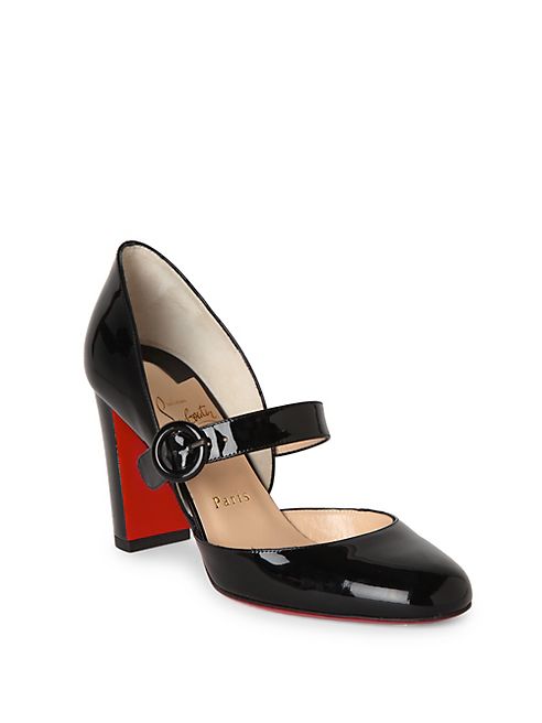 Christian Louboutin - Miss Kawa 85 Patent Leather Mary Jane Block Heel Pumps