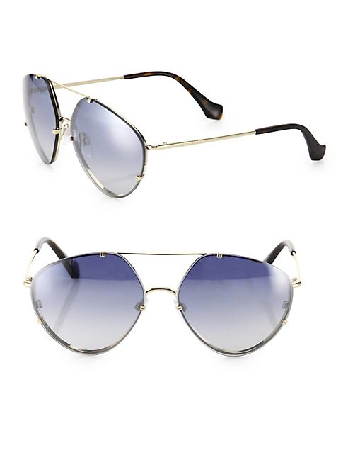 Balenciaga - 60MM Mirrored Geometric Aviator Sunglasses