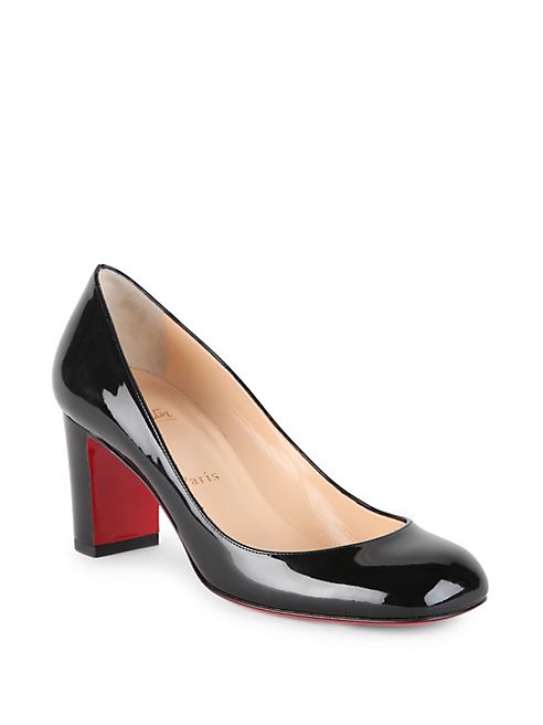 Christian Louboutin - Cadrilla 70 Patent Leather Block Heel Pumps