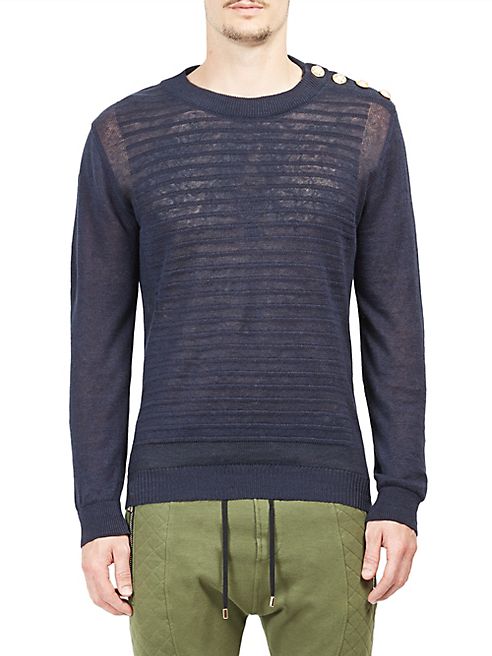 Balmain - Textured Distressed Pullover