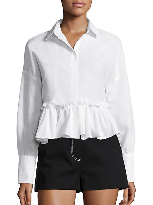 MSGM - Seersucker Ruffled Shirt