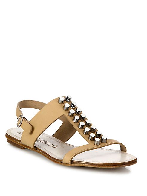 Pedro Garcia - Elsie Studded Leather Flat Sandals