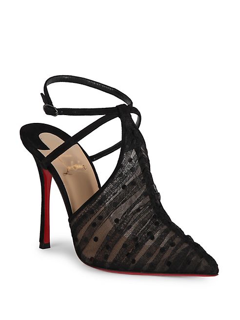 Christian Louboutin - Acide Lace 100 Tulle Ankle-Strap Pumps