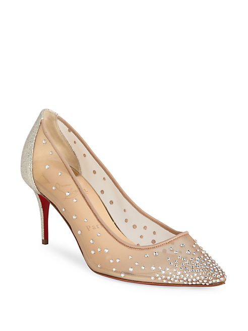 Christian Louboutin - Follies Strass 70 Mesh & Glitter Point Toe Pumps