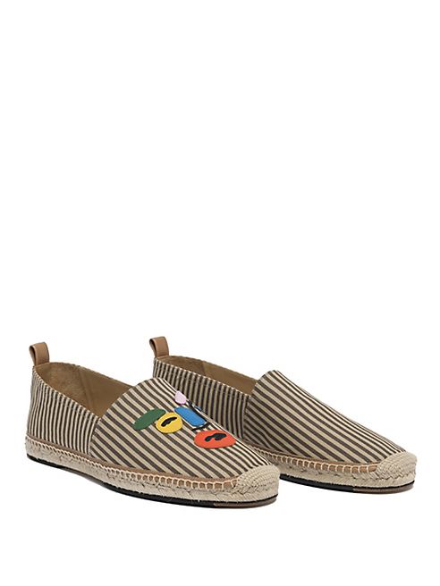 Fendi - Face Applique Striped Espadrilles