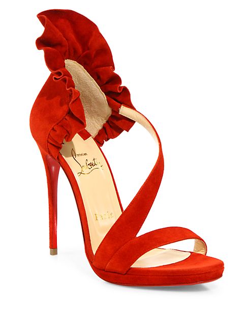 Christian Louboutin - Colankle 120 Ruffled Suede Sandals