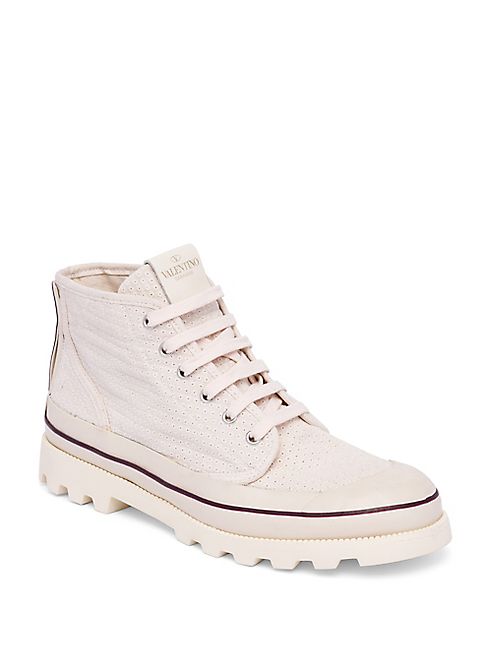 Valentino - Perforated High-Top Sneakers