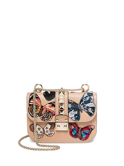 Valentino - Small Lock Beaded Butterfly Leather Shoulder Bag