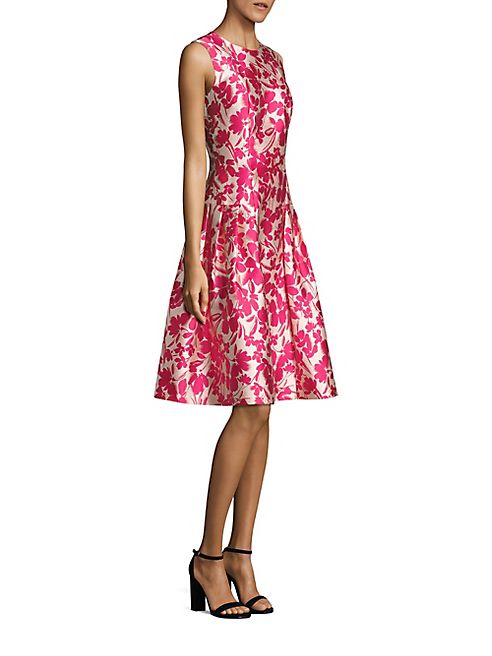 Carmen Marc Valvo - Floral Printed Fit & Flare Dress