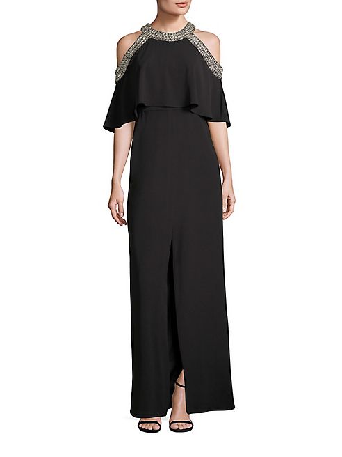 Parker Black - Gilles Embellished Cold-Shoulder Gown