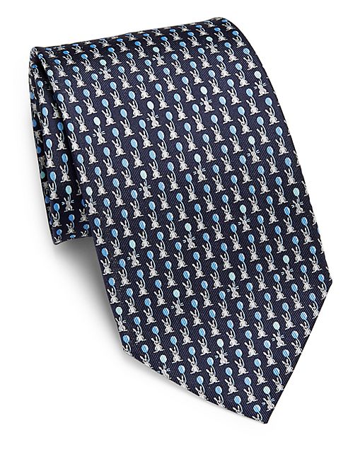 Salvatore Ferragamo - Rabbit & Balloon Printed Silk Tie