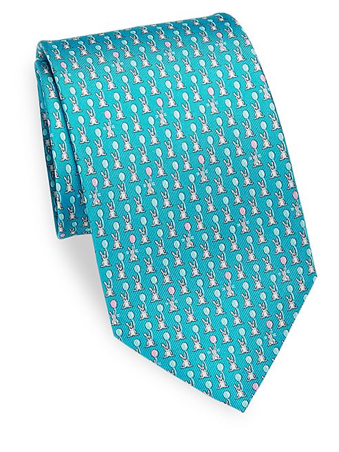 Salvatore Ferragamo - Rabbit & Balloon Printed Silk Tie