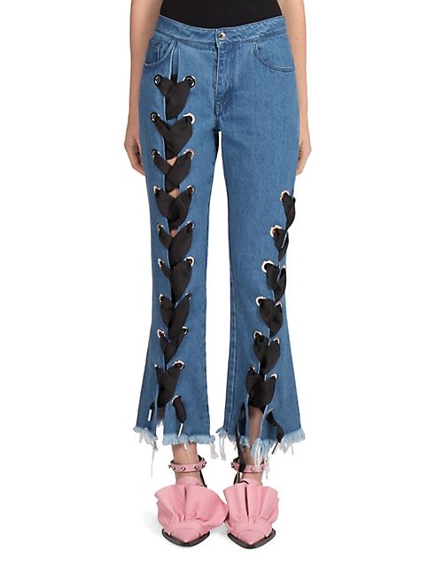 Marques'Almeida - Lace-Up Denim Jeans