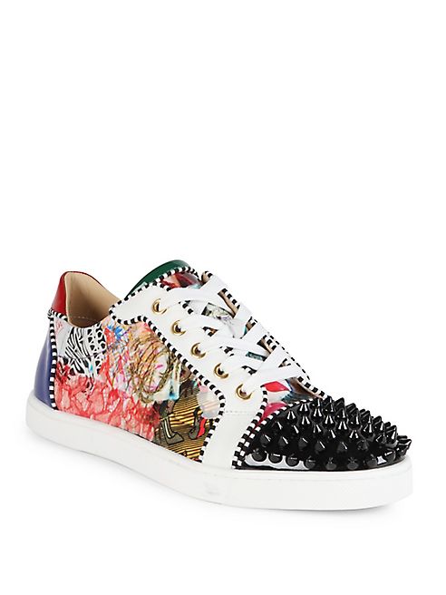 Christian Louboutin - Louis Junior Spikes Patent Leather Sneakers