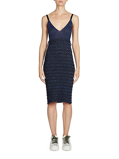 KENZO - Ruffle Lurex Knit Sheath Dress