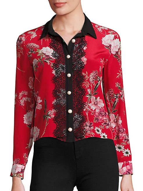 The Kooples - Floral-Print Silk Crepe De Chine Shirt