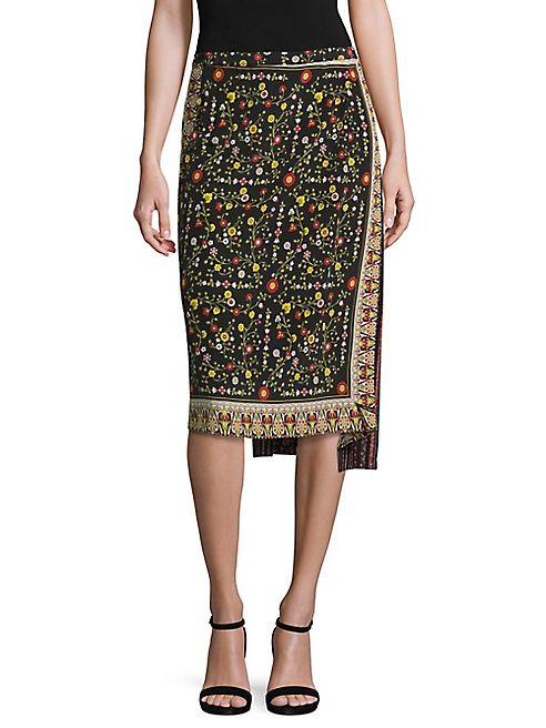 NO. 21 - Asymmetrical Floral-Print Silk Skirt