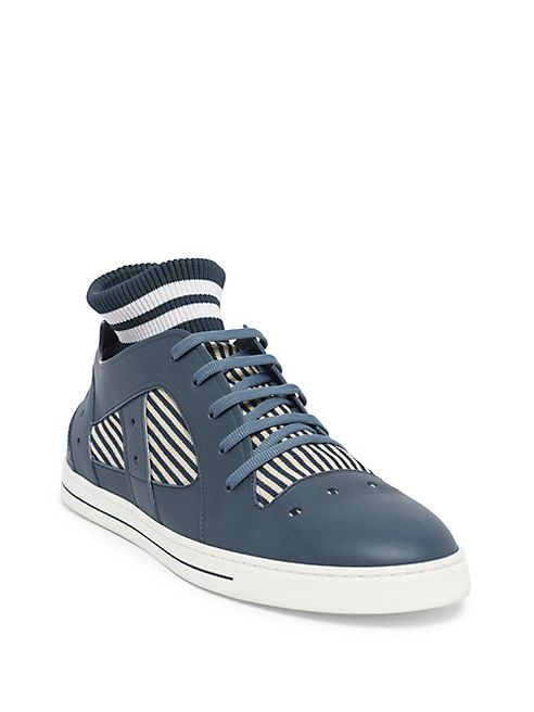 Fendi - Leather Cutout Sneakers