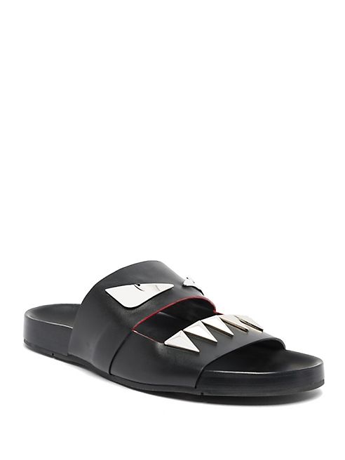 Fendi - Bugs Face Leather Slides