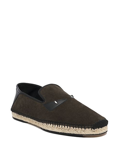 Fendi - Bugs Face Suede Slip-On Espadrille Sneakers