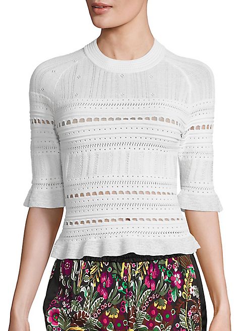 3.1 Phillip Lim - Compact Pointelle Lace Raglan Tee