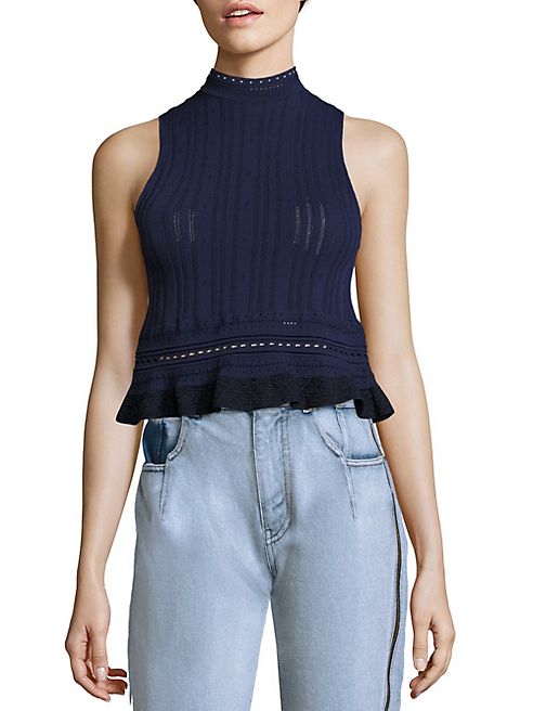 3.1 Phillip Lim - Compact Pointelle Lace Cropped Tank Top