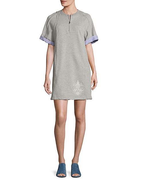 3.1 Phillip Lim - Embroidered Cotton French Terry Tunic Dress