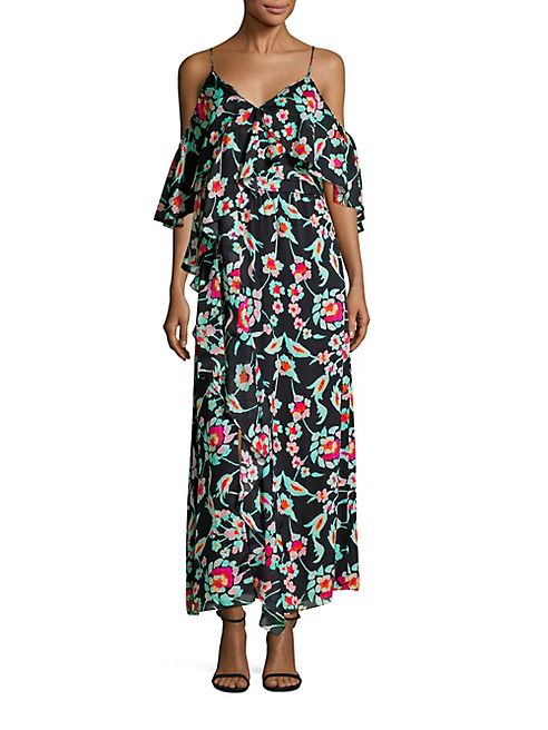 Tanya Taylor - Lorena Cold-Shoulder Silk Maxi Dress