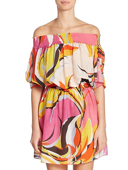 Emilio Pucci - Off-the-Shoulder Silk-Blend Short Dress