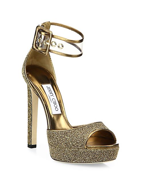 Jimmy Choo - Mayner Glitter & PVC Platform Sandals