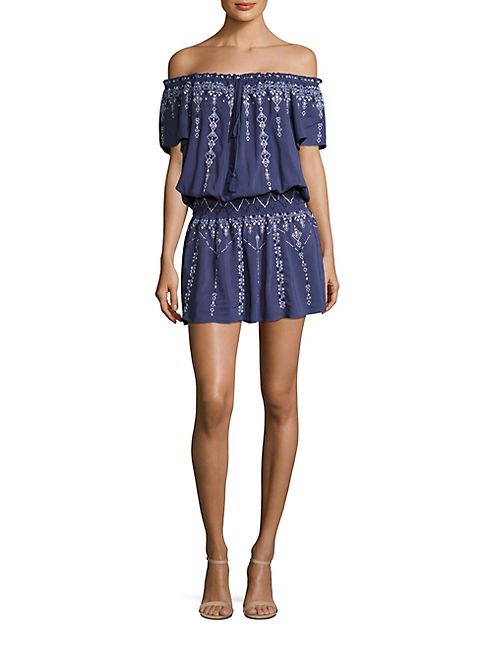 Parker - Tammy Embroidered Off-The-Shoulder Dress