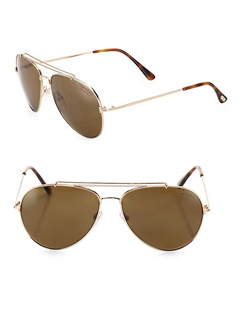 Tom Ford Eyewear - Indiana 58MM Polarized Aviator Sunglasses