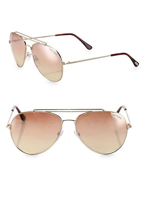 Tom Ford Eyewear - Indiana 58MM Mirrored Aviator Sunglasses