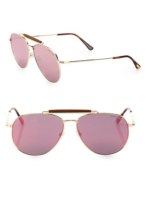 Tom Ford Eyewear - Sean 60MM Mirrored Aviator Sunglasses