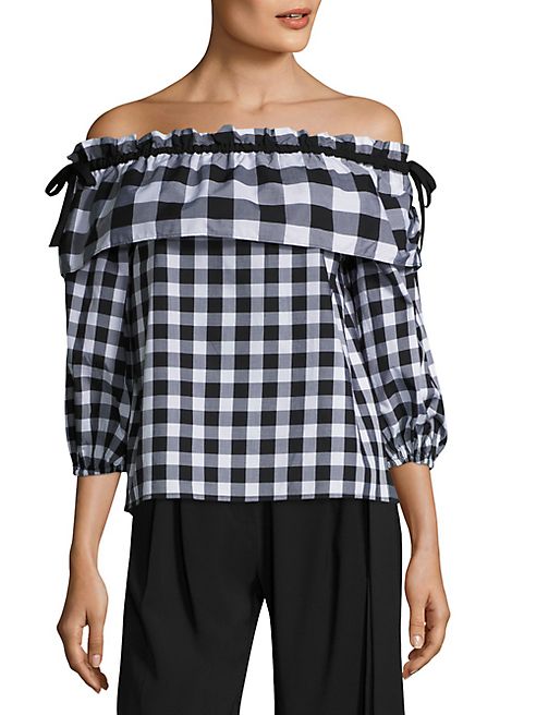 Parker - Jenay Gingham Off-The-Shoulder Blouse