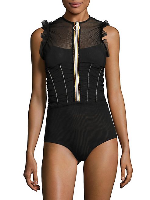 Maison Margiela - Ruched Zip-Front Bodysuit