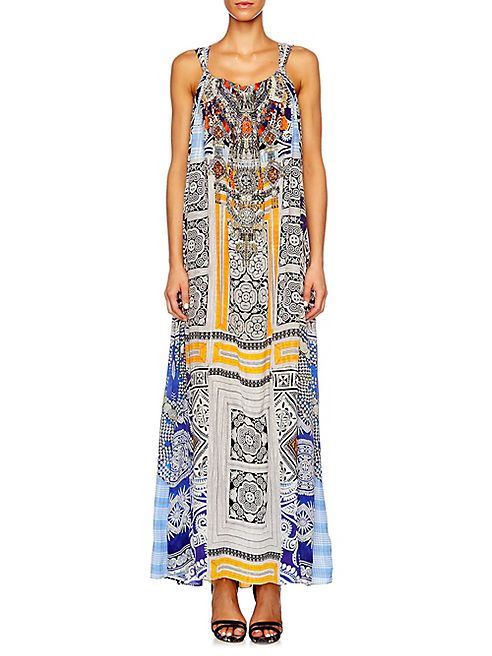 Camilla - Chinese Whispers Mixed Print Silk Gown