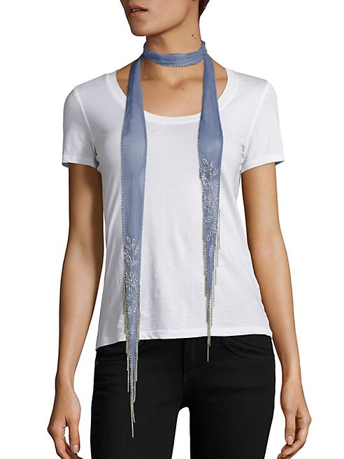 Chan Luu - Skinny Beaded Chiffon Scarf