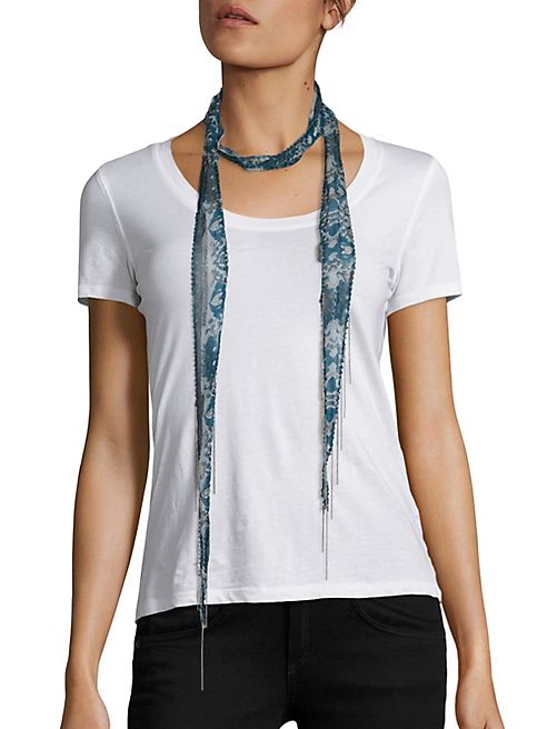 Chan Luu - Printed Chiffon Long Skinny Scarf