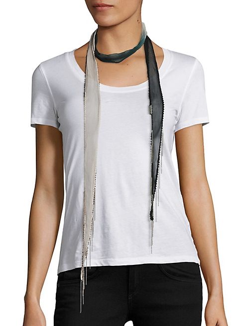 Chan Luu - Dip-Dye Chiffon Long Skinny Scarf