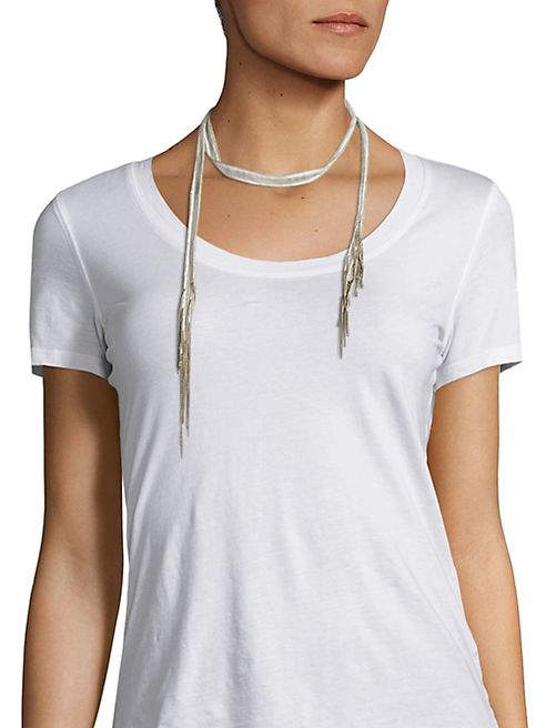 Chan Luu - Chain-Trim Chiffon Neck Tie