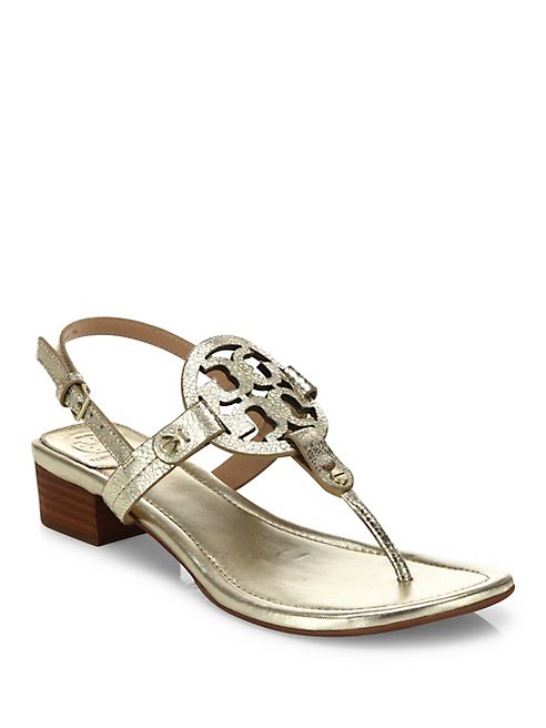 Tory Burch - Miller Metallic Leather Slingback Sandals