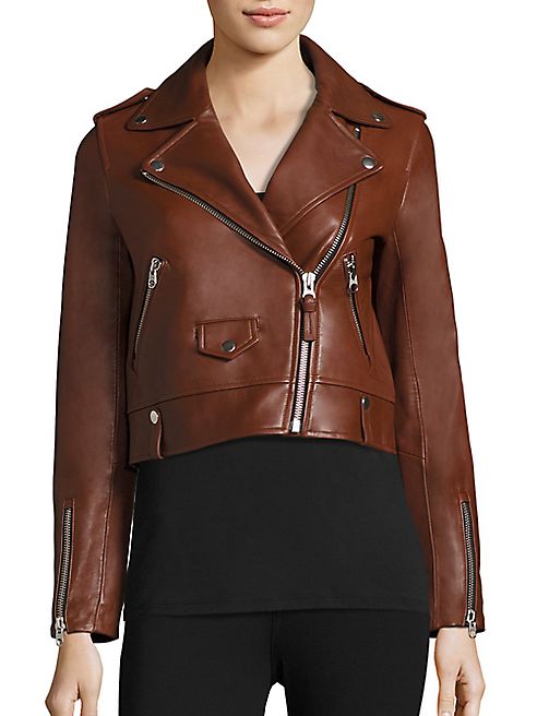 Mackage - Baya Cropped Leather Moto Jacket