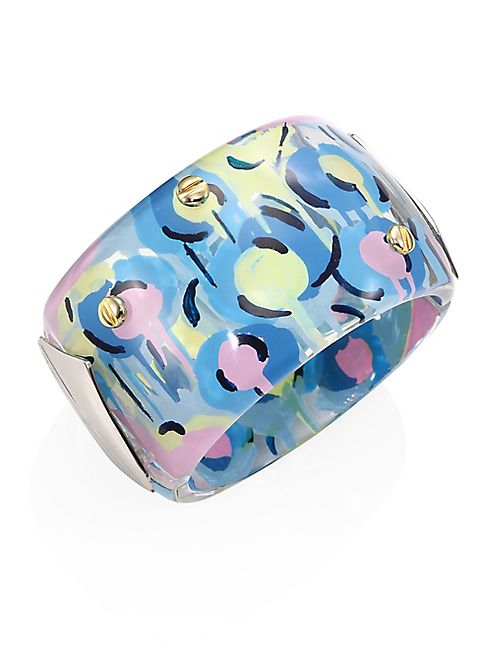 Alexis Bittar - Lucite Screw-Studded Poppy-Print Cuff