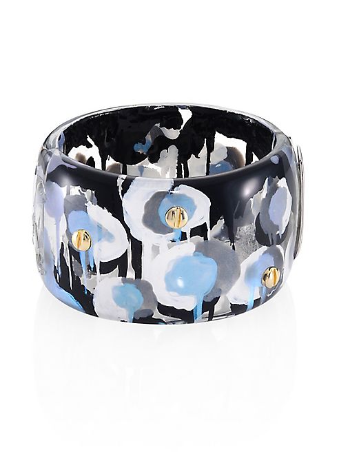 Alexis Bittar - Lucite Screw-Studded Poppy-Print Cuff