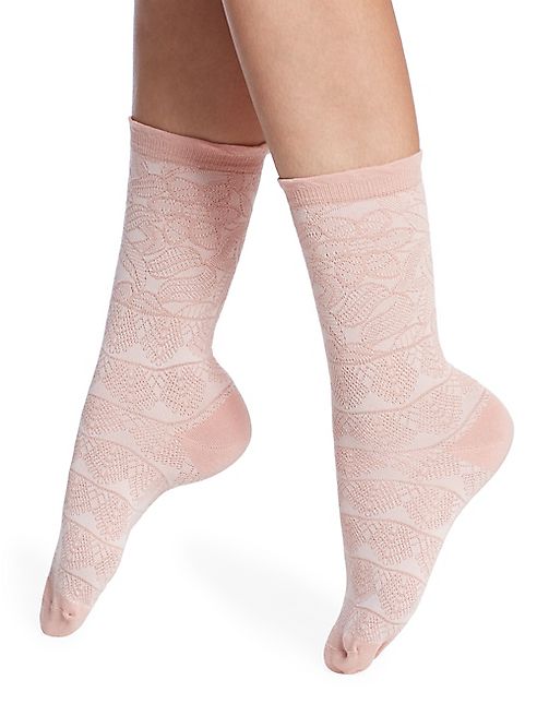 Natori Legwear - Lace Trelis Crew Socks